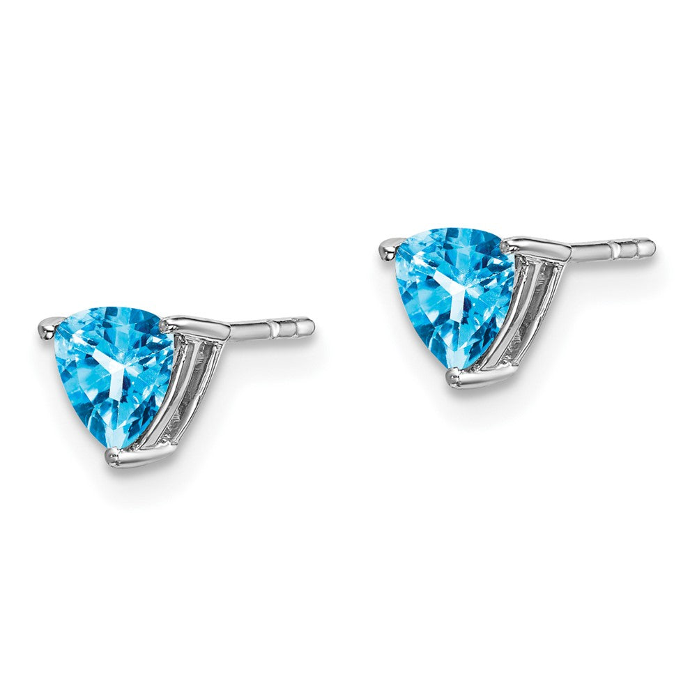 Buy Stylish 14K White Gold Trillion-Cut Blue Topaz Earrings - Affordable Luxury!