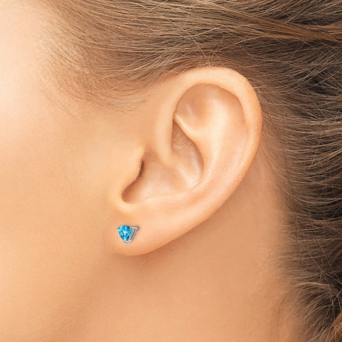 Buy Stylish 14K White Gold Trillion-Cut Blue Topaz Earrings - Affordable Luxury!-3