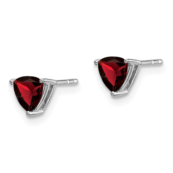14K White Gold Trillion-Cut Garnet Earrings