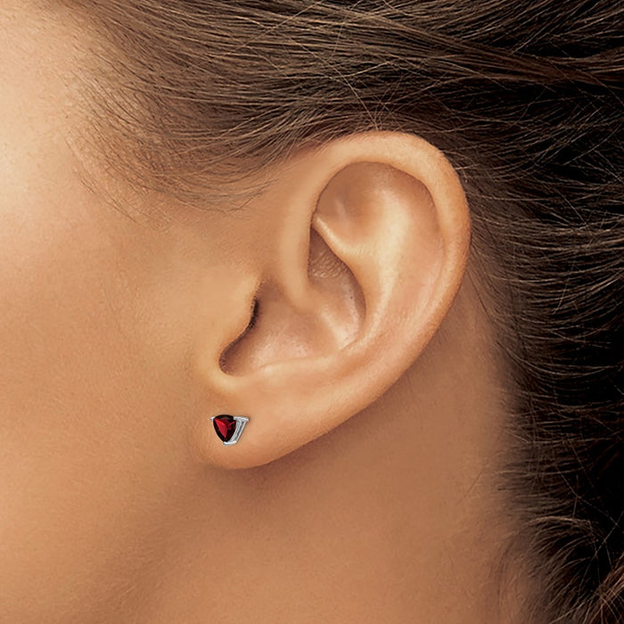 Buy Exclusive 14K White Gold Trillion-Cut Garnet Earrings - Stylish & Affordable!-3