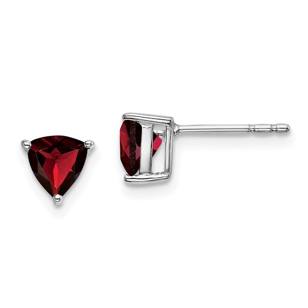 14K White Gold Trillion-Cut Garnet Earrings