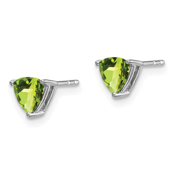 14K White Gold Trillion-Cut Peridot Earrings