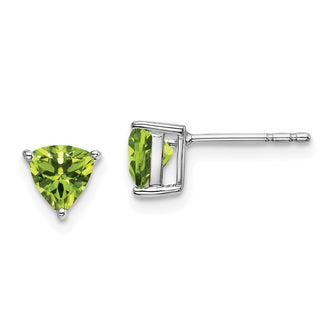 Buy Stylish 14K White Gold Trillion-Cut Peridot Earrings - Affordable Luxury