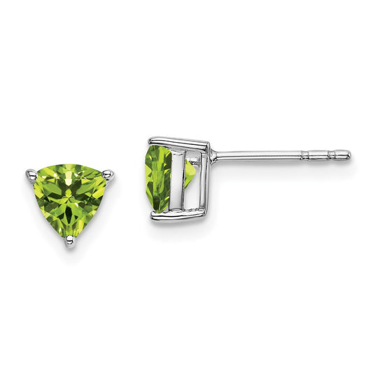 Buy Stylish 14K White Gold Trillion-Cut Peridot Earrings - Affordable Luxury