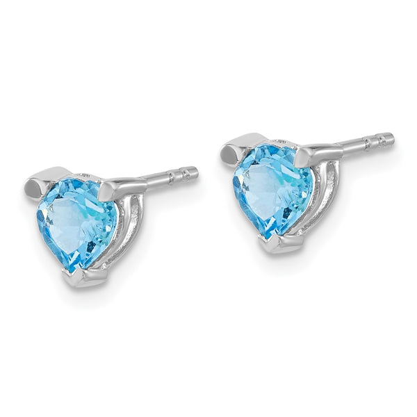 14K White Gold Heart-Shaped Blue Topaz Earrings