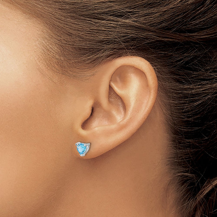 Shop Exclusive 14K White Gold Heart-Shaped Blue Topaz Earrings - Stylish Value!-3