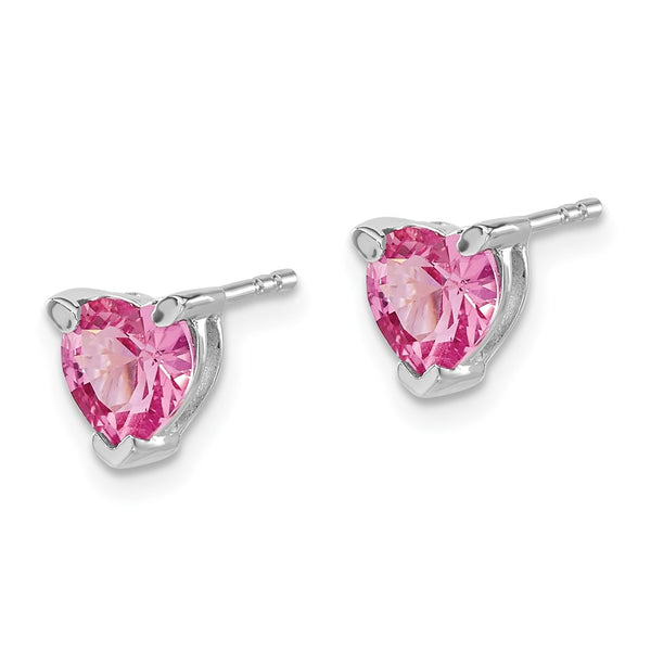 14K White Gold Heart-Shaped Earrings with Pink Sapphires - Style GR1-1003632