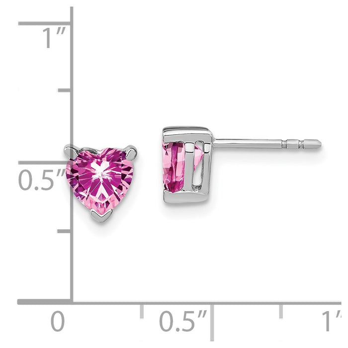 Buy Designer 14K White Gold Heart-Shaped Earrings with Pink Sapphires-4