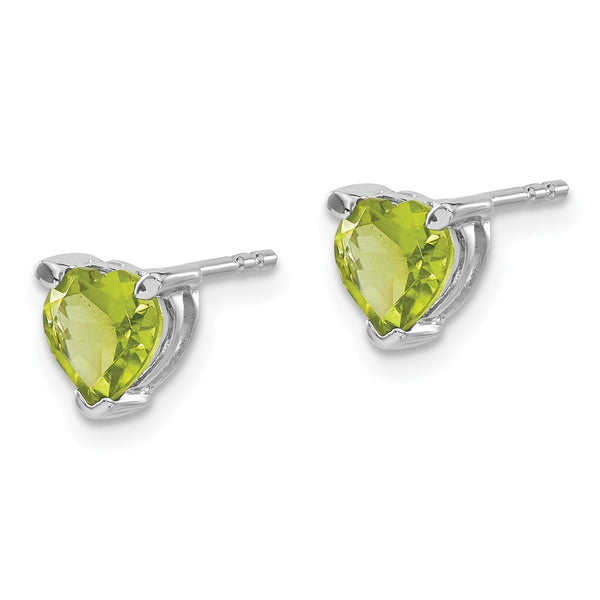 14K White Gold Heart-Shaped Peridot Earrings