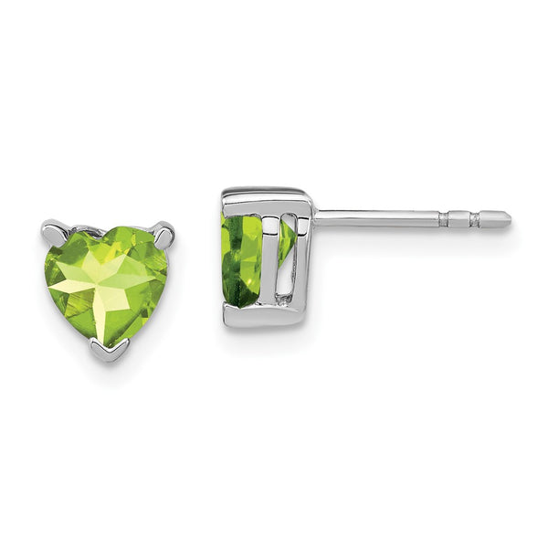 14K White Gold Heart-Shaped Peridot Earrings