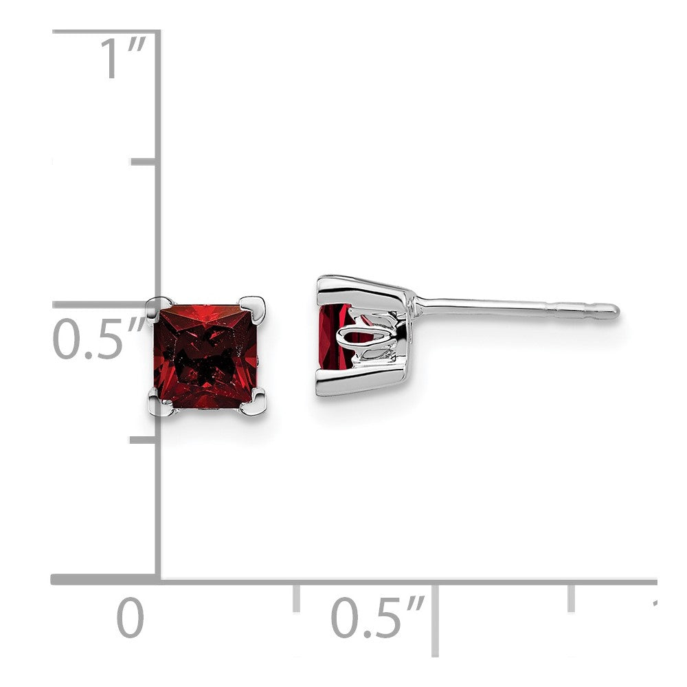Exclusive 14K White Gold Square Garnet Stud Earrings - Stylish & Affordable!