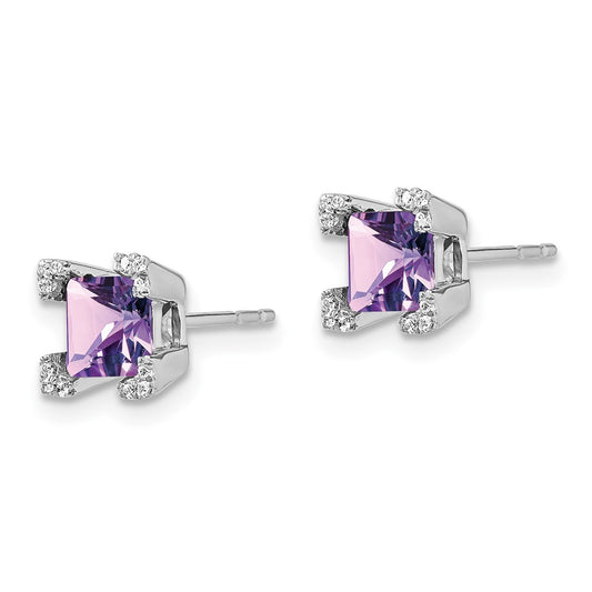 Buy Exclusive 14K White Gold Amethyst & Diamond Earrings - Stylish & Affordable