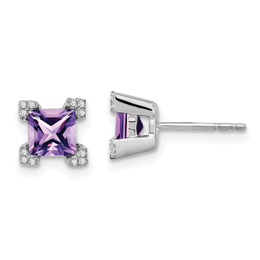 Buy Exclusive 14K White Gold Amethyst & Diamond Earrings - Stylish & Affordable