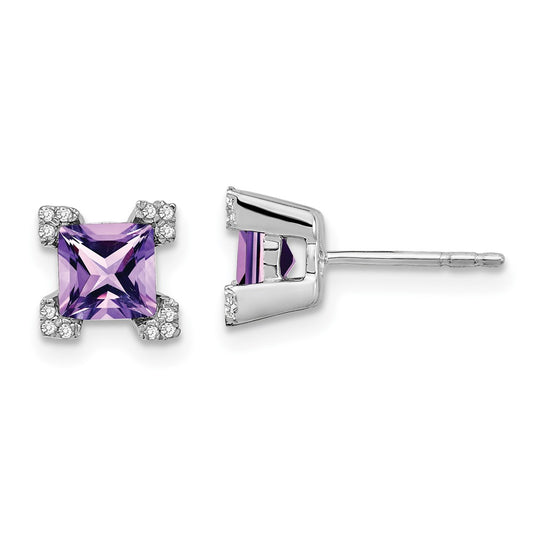 Buy Exclusive 14K White Gold Amethyst & Diamond Earrings - Stylish & Affordable