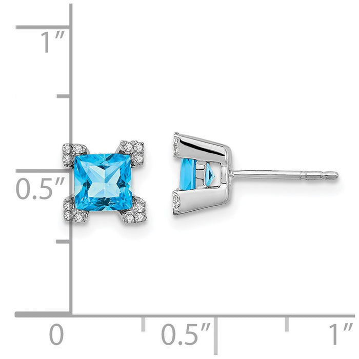 Shop Exclusive 14K White Gold Square Blue Topaz & Diamond Earrings - Stylish Value!-4