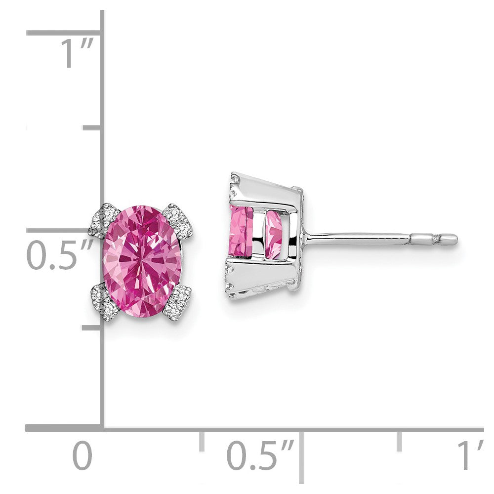 Exclusive 14K White Gold Oval Pink Sapphire & Diamond Earrings - Luxury Style