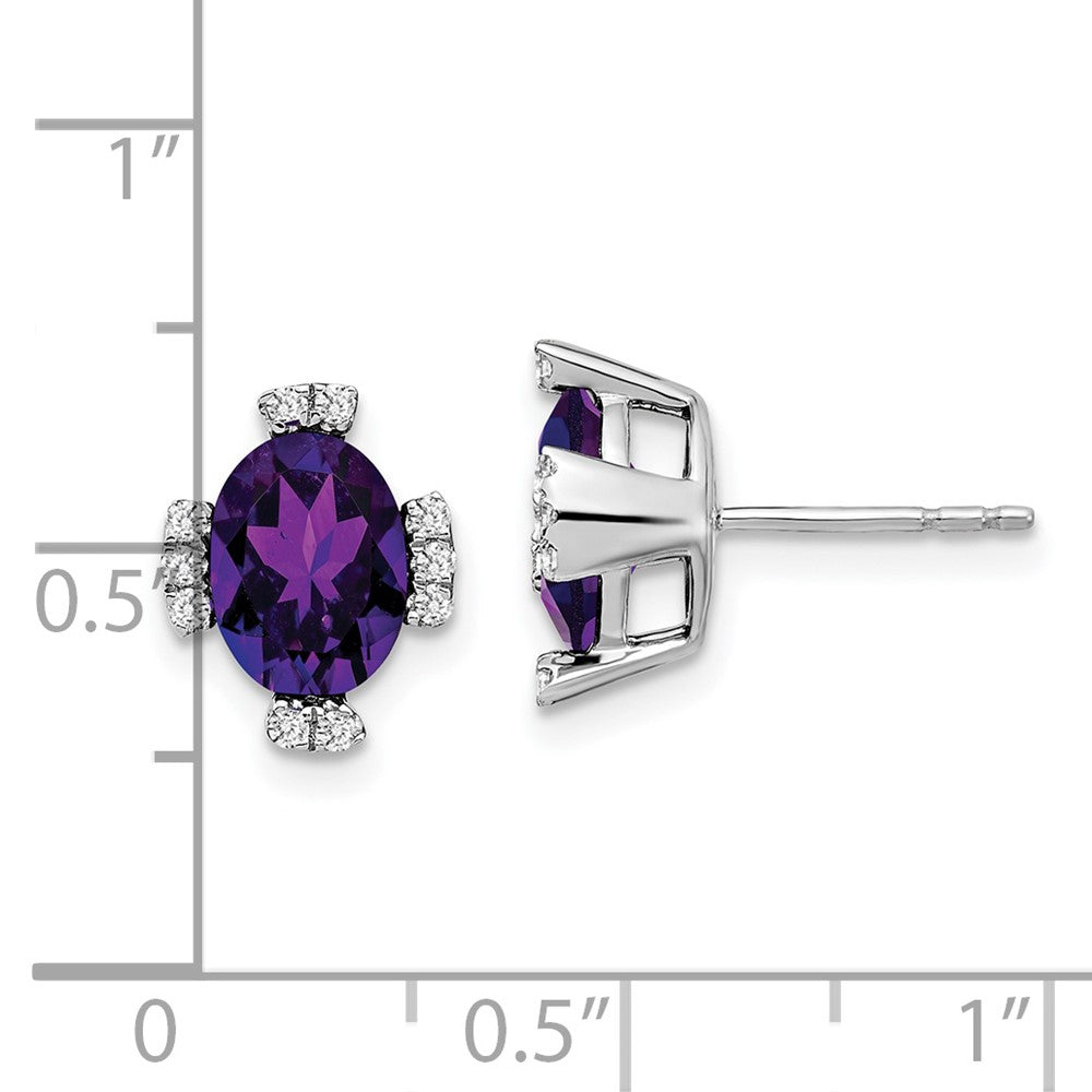 Exclusive 14K White Gold Oval Amethyst & Diamond Earrings - Stylish Value!