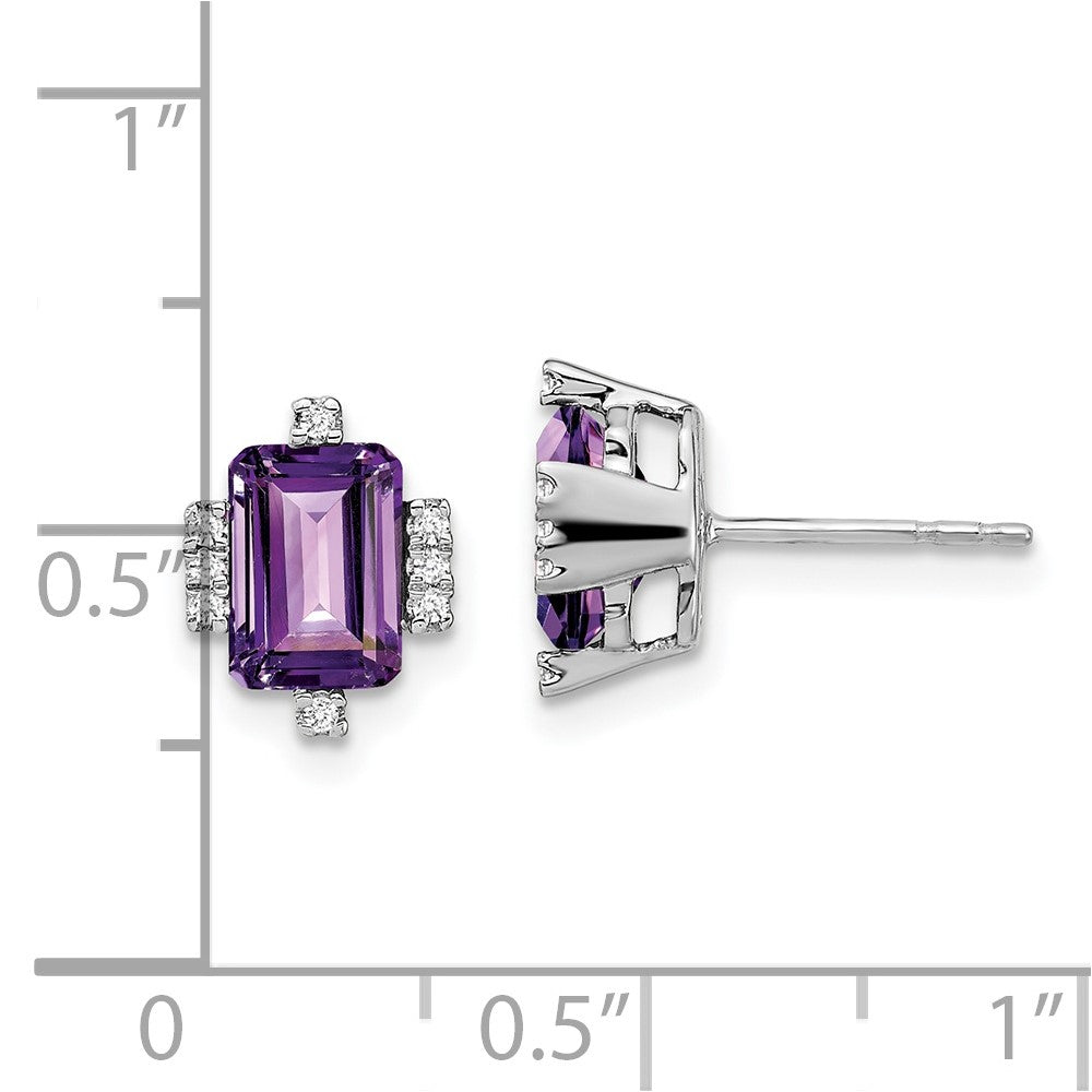 High-Quality 14K White Gold Amethyst & Diamond Earrings | Stylish Value!