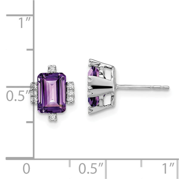 14K White Gold Amethyst & Diamond Earrings - Style GR1-1003642