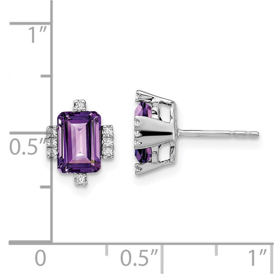 High-Quality 14K White Gold Amethyst & Diamond Earrings | Stylish Value!
