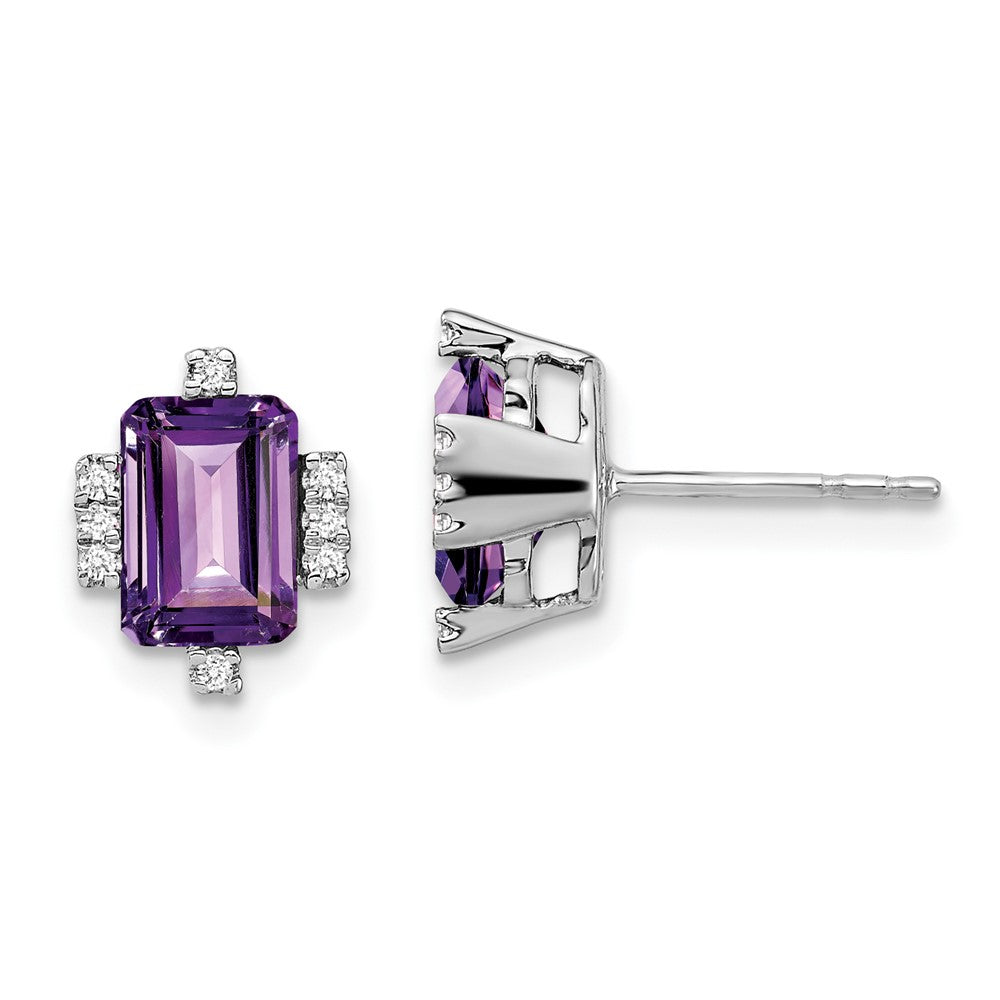 High-Quality 14K White Gold Amethyst & Diamond Earrings | Stylish Value!
