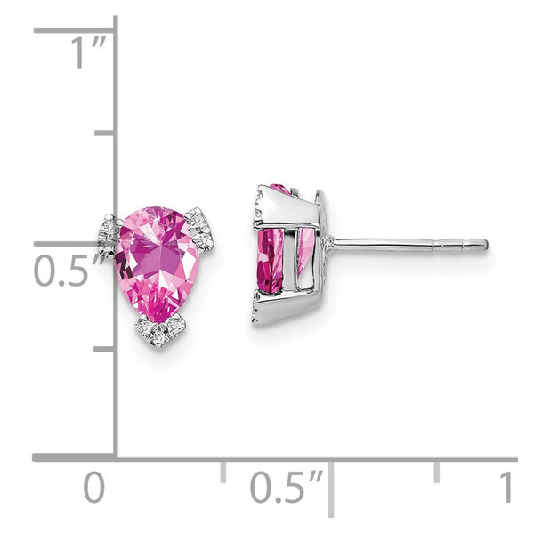 14K White Gold Earrings with Pear-Shaped Pink Sapphire & Diamonds