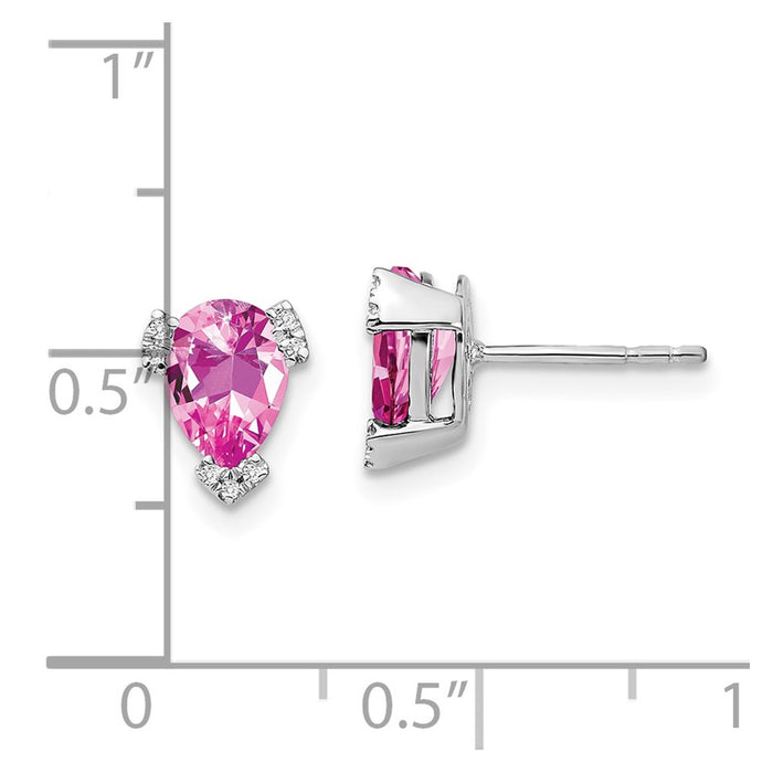 Shop Exclusive 14K White Gold Earrings with Pear-Shaped Pink Sapphire & Diamonds-2