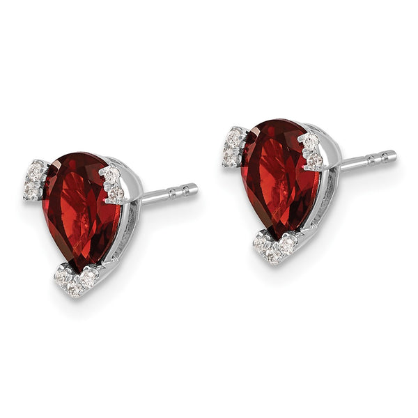 14K White Gold Pear-Shaped Garnet Diamond Earrings