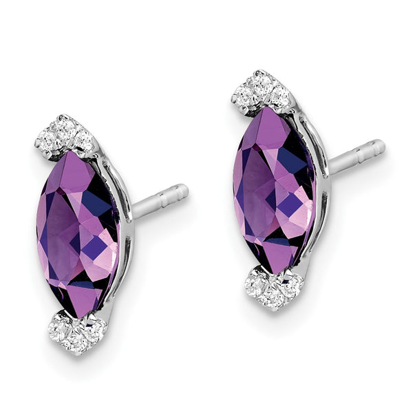 14K White Gold Amethyst & Diamond Earrings - Style GR1-1003399