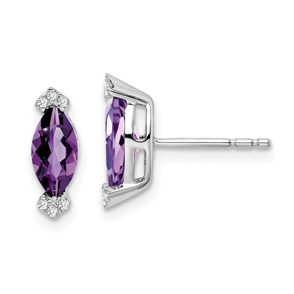 14K White Gold Amethyst & Diamond Earrings - Style GR1-1003399