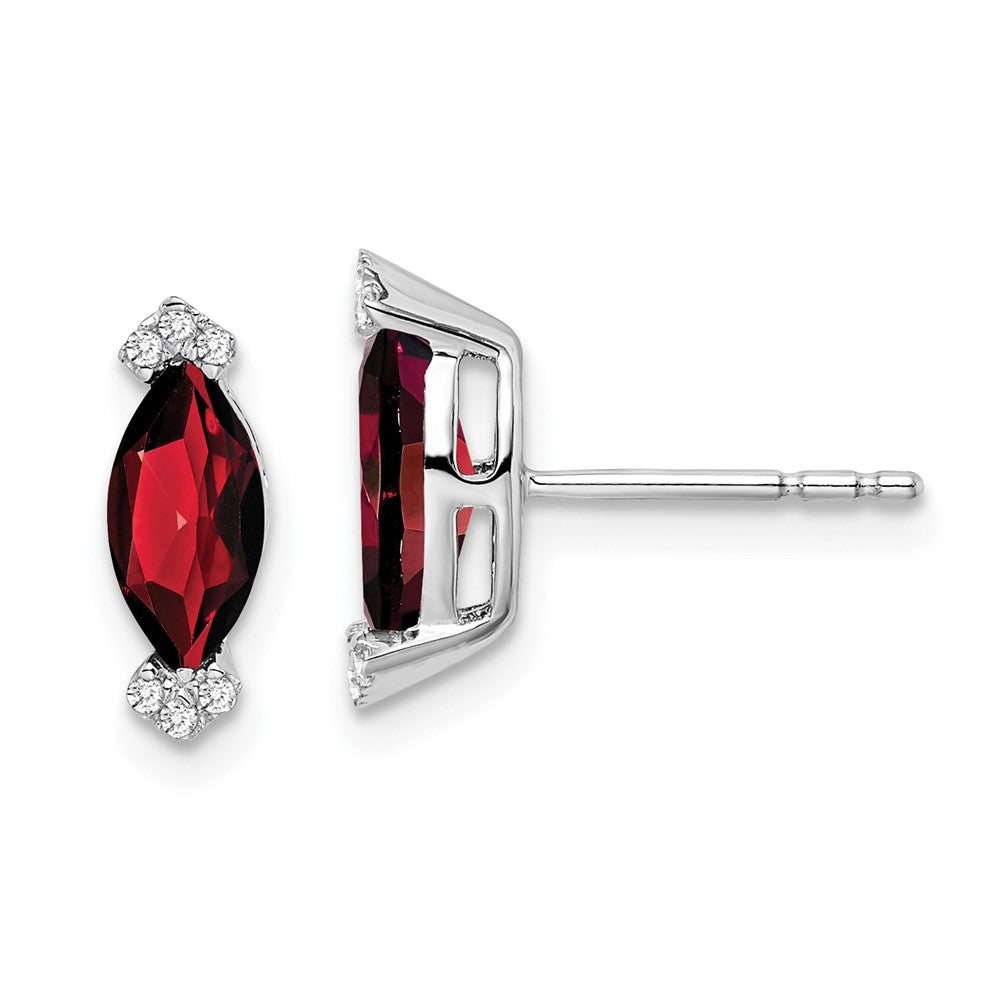 High-Quality 14K White Gold Garnet & Diamond Earrings - Stylish Luxury Value