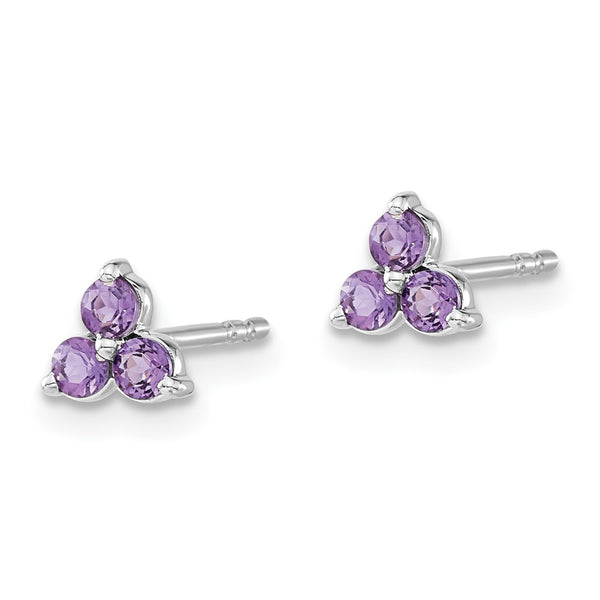 14K White Gold Triangular Amethyst Earrings