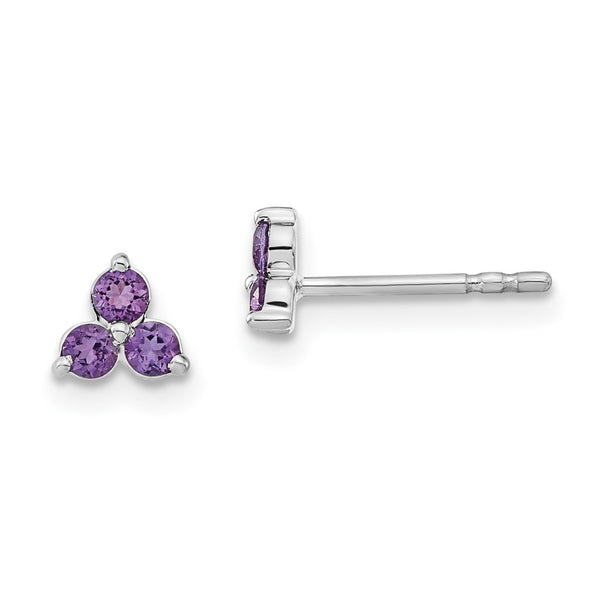 14K White Gold Triangular Amethyst Earrings