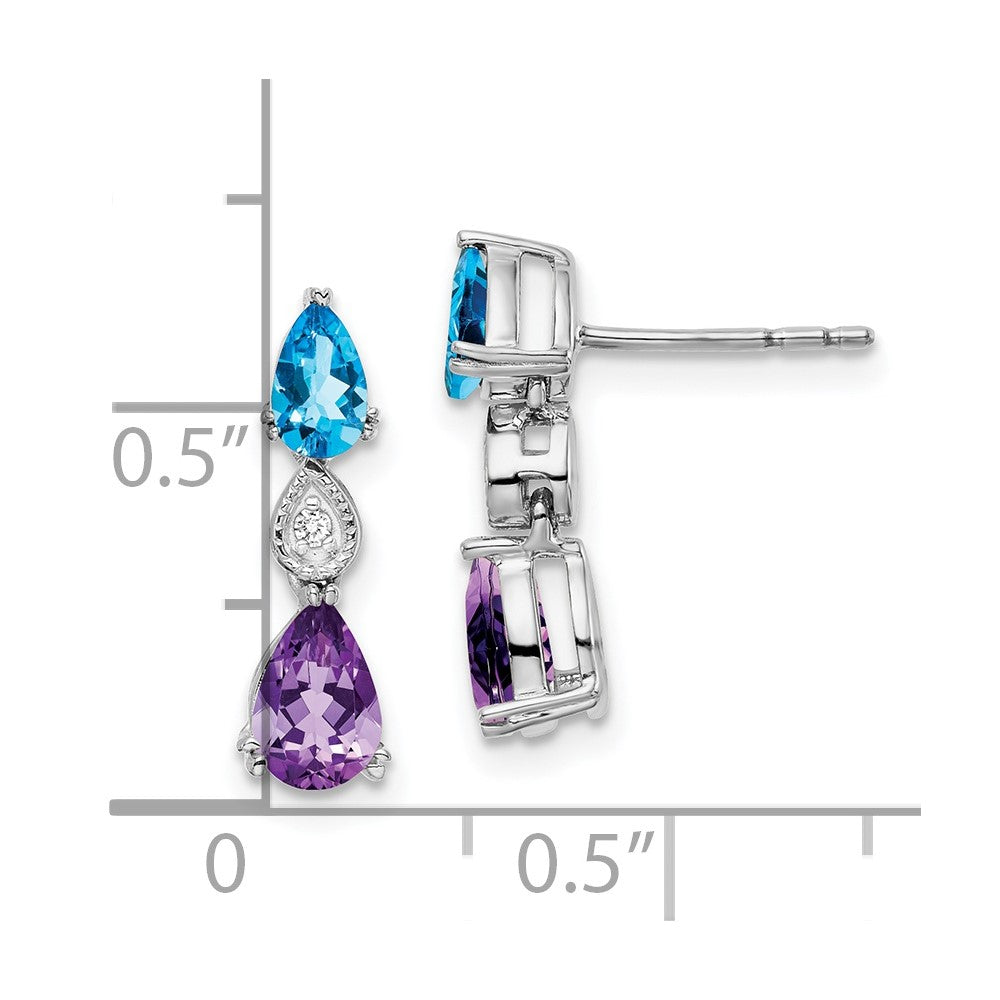 Buy Exclusive 14K White Gold Earrings with Blue Topaz & Amethyst Accents