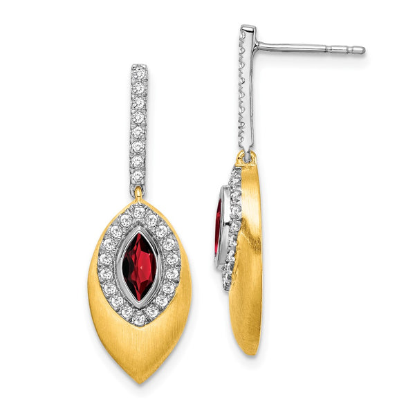 14K Two-Tone Garnet & Diamond Drop Earrings