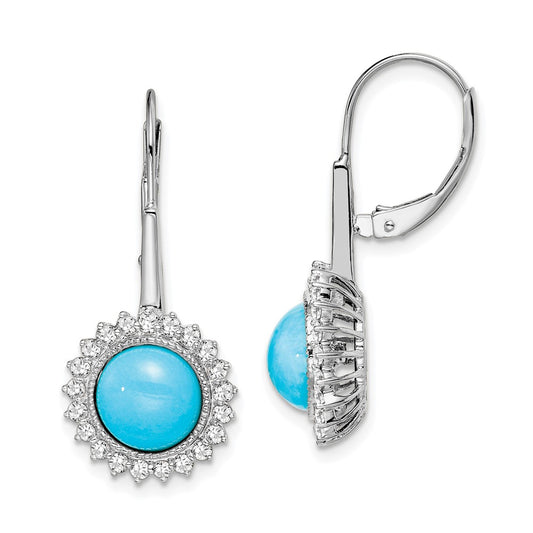 Buy Exclusive 14K White Gold Turquoise & Diamond Leverback Earrings - Stylish Design
