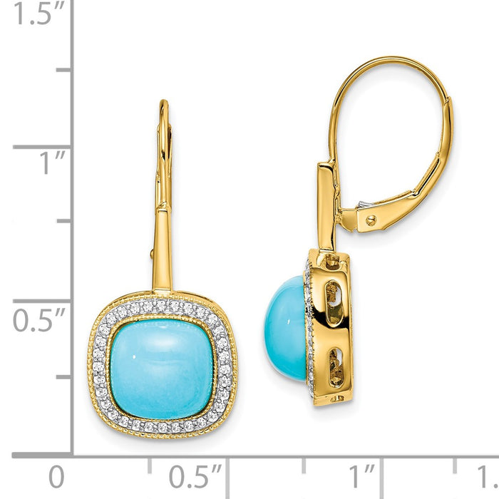 Shop Stylish 14K Gold Turquoise & Diamond Leverback Earrings - Luxury Design-4