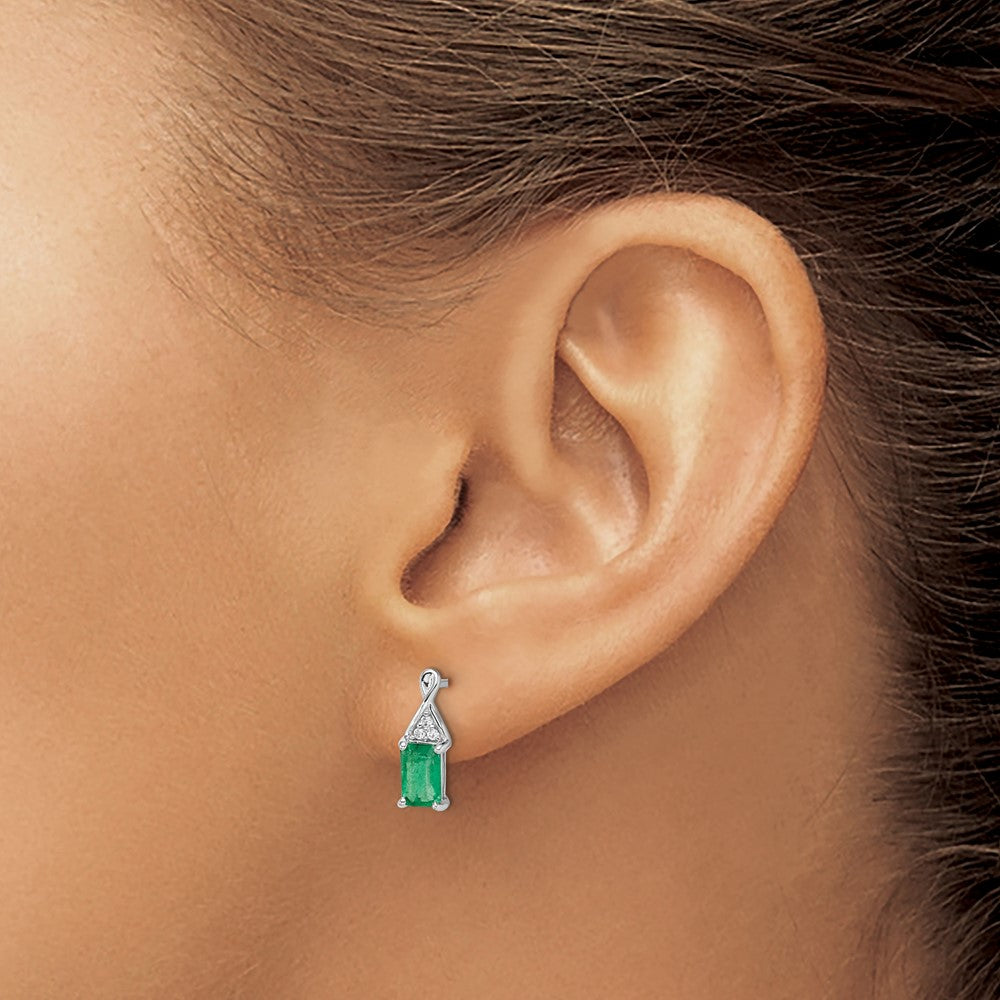 Shop Exclusive 14K White Gold Emerald & Diamond Drop Earrings - Stylish Value
