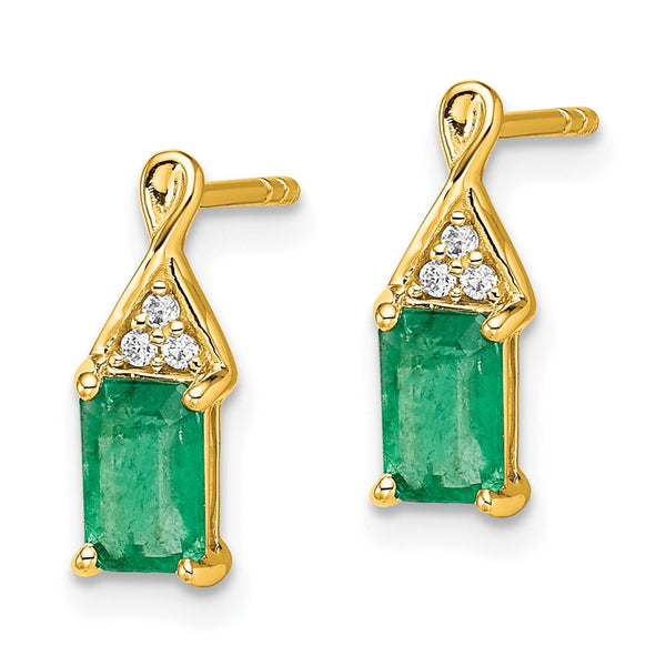 14K Gold Emerald & Diamond Earrings - Style GR1-1016836