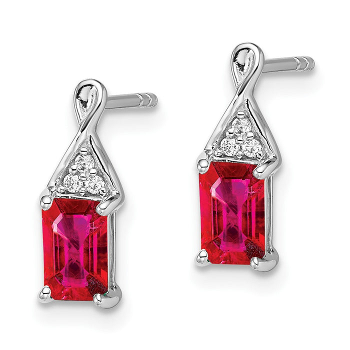 Exclusive 14K White Gold Ruby & Diamond Earrings - Stylish & Affordable!-2