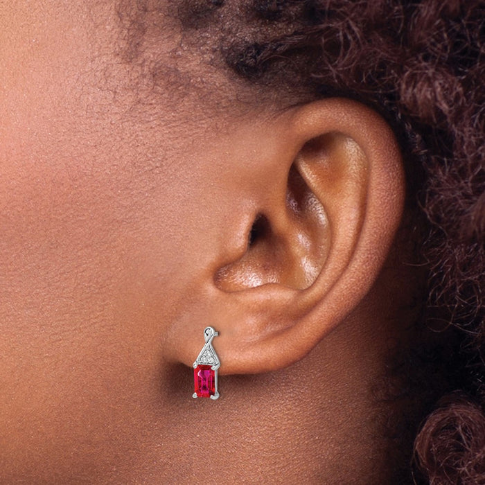 Exclusive 14K White Gold Ruby & Diamond Earrings - Stylish & Affordable!-3