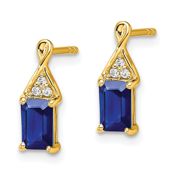 14K Gold Sapphire and Diamond Earrings - 1.5"