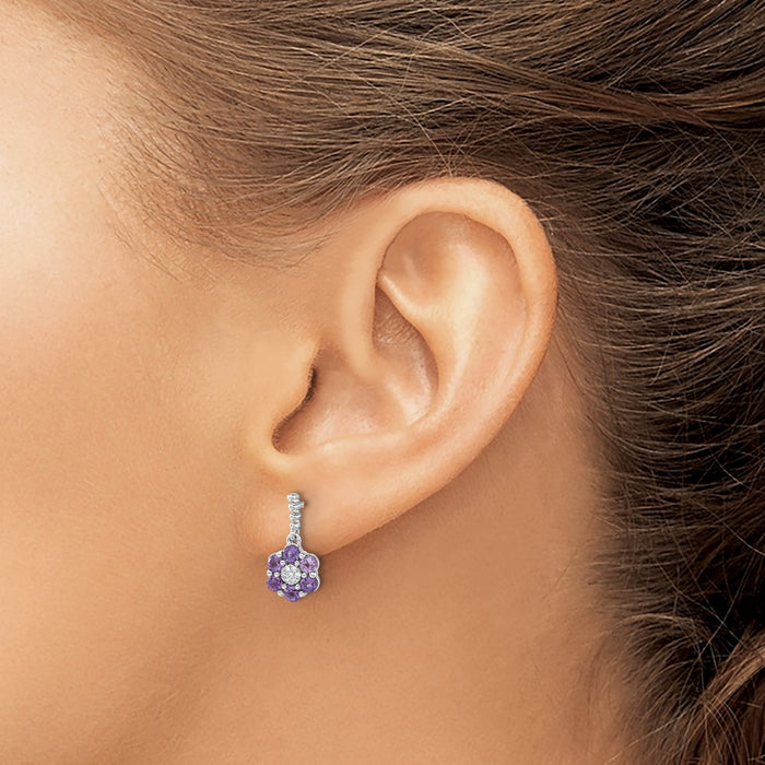Shop Exclusive 14K White Gold Amethyst & Diamond Earrings - Stylish Luxury Value-3