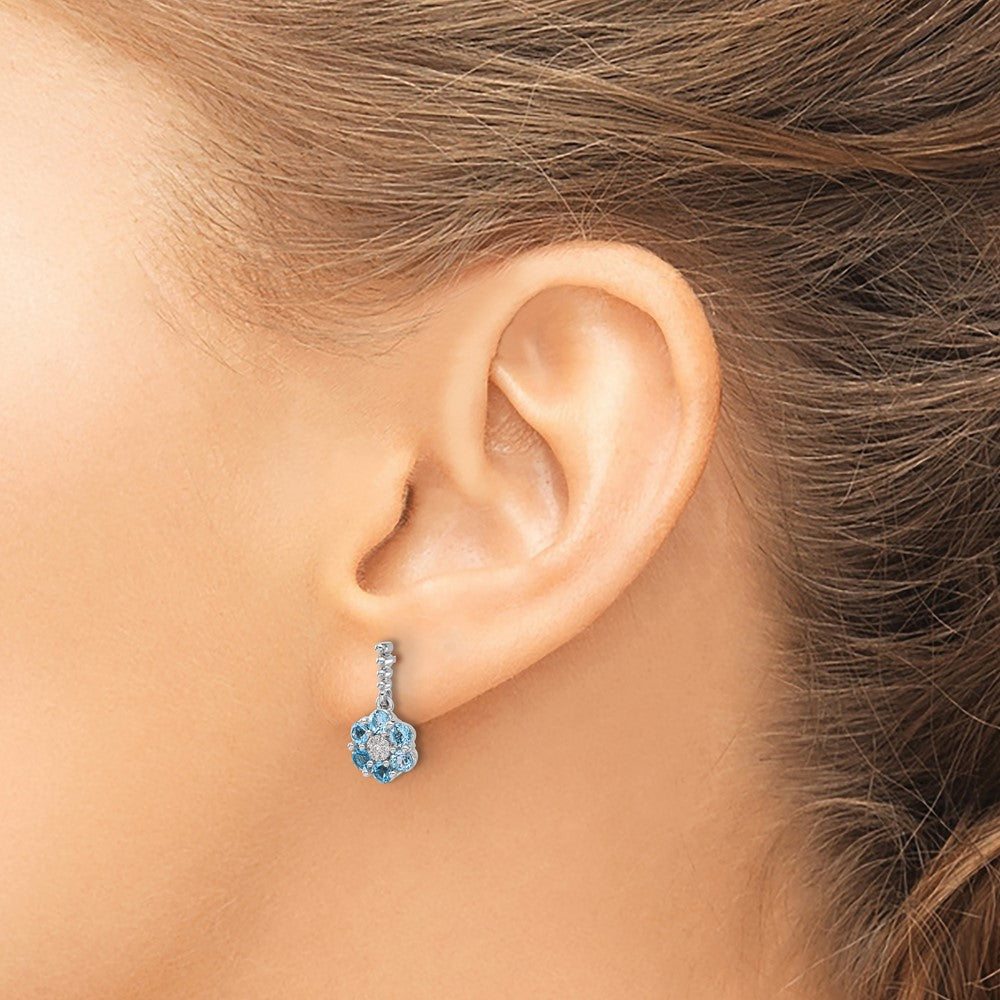 Buy Stylish 14K White Gold Blue Topaz & Diamond Earrings - Luxury Value!