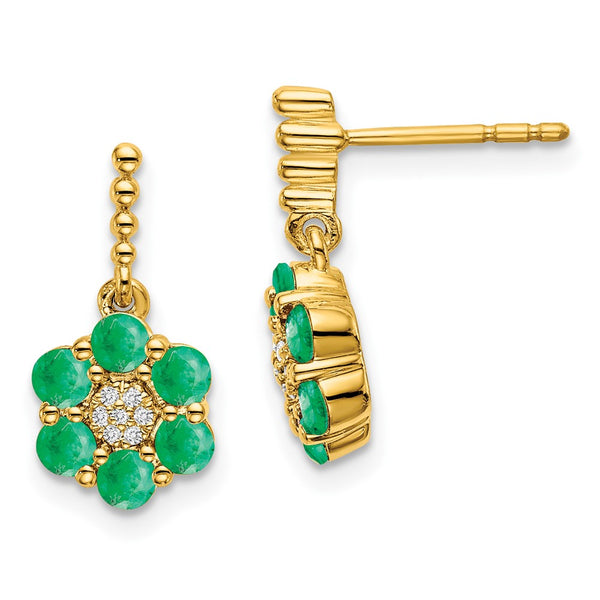 14K Gold Emerald & Diamond Earrings - Style GR1-1016859