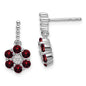 High-Quality 14K White Gold Garnet & Diamond Earrings - Stylish Luxury Value-1