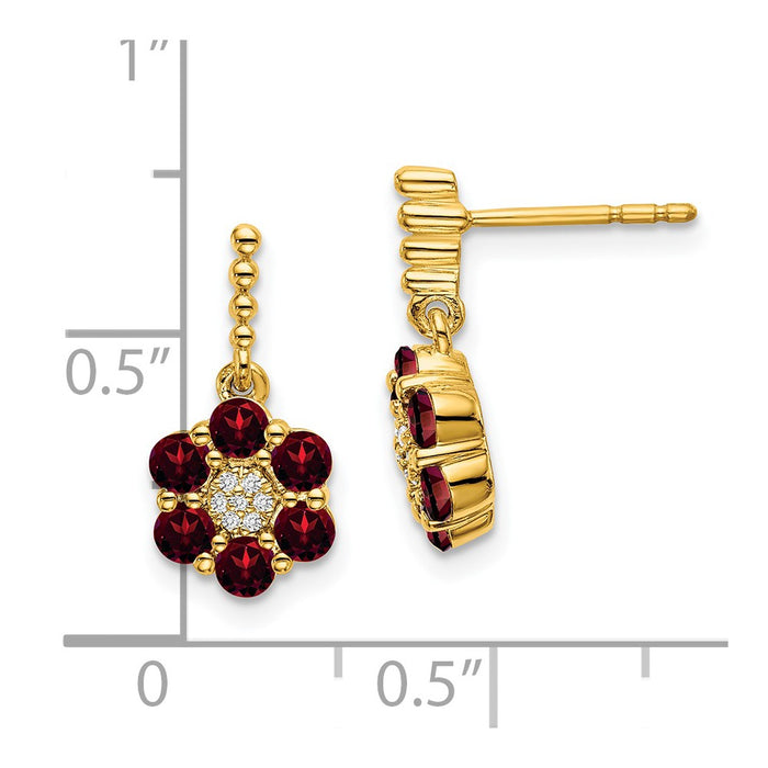 High-Quality 14K Gold Garnet & Diamond Earrings - Stylish Luxury at Great Value-4