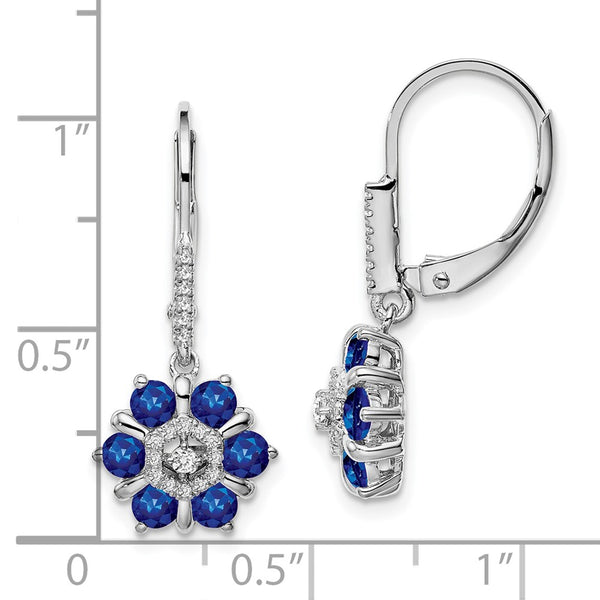 14K White Gold Leverback Earrings with Sapphire & Diamond Accents