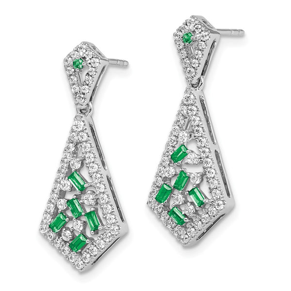 14K White Gold Emerald & Diamond Earrings - Style GR1-1016881