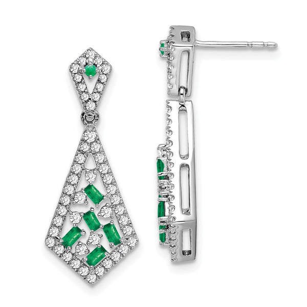 14K White Gold Emerald & Diamond Earrings - Style GR1-1016881